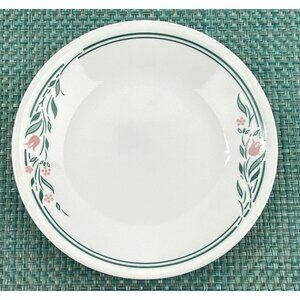 Corelle Corning Rosemarie 4 Dessert or Bread & Butter Plates 7" Green Tulip